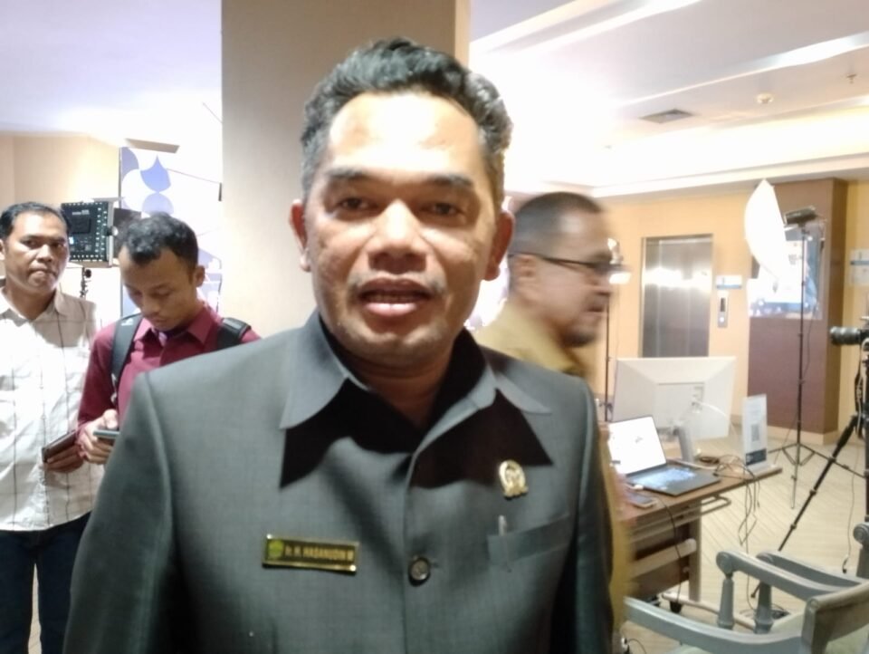 Ketua DPRD Provinsi Kalimantan Timur Hasanuddin Mas'ud di Auditorium Bank Kaltimtara Lantai VI, Senin (16/10/2023).